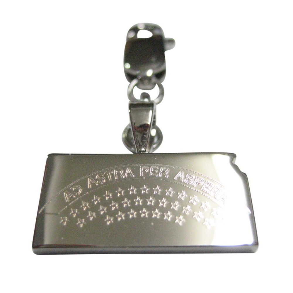 Kansas State Map Shape And Flag Zipper Pull Charm - image 1